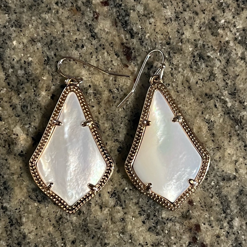 Alex Gold Drop Earrings in Ivory Pearl